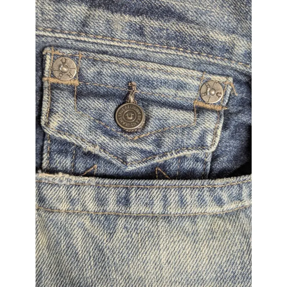True Religion Ricky Relaxed Straight Blue Jeans‎ 36x34